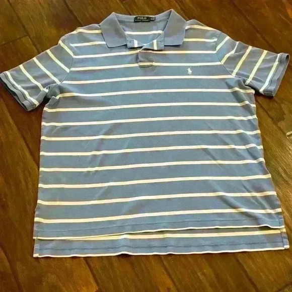POLO RALPH LAUREN Shirt Mens Blue‎ White Stripe Button Polo Shirt Size XXL - Picture 2 of 6
